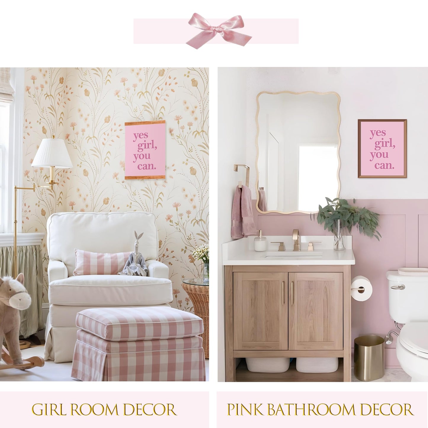LARTSFRO Coquette Inspirational Pink Girls Room Decor Posters,Inspirational Pink Girls Minimalist Wall Art Room Decor Bedroom Dorm Room Bathroom,Aesthetic Gifts For Teen Girls,10x8 inch Set of 4 Pictures(UNFRAMED)