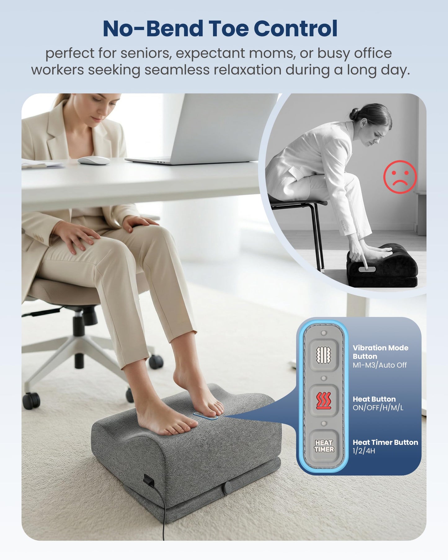 Comfier Under Desk Foot Rest at Work with Graphene Fast Heat Cloth,Ergonomic Heated Foot Stand with 2 Heights & 3 Heat & 3 Vibration,Heel Support for Back,Leg Pain Relief,Office Home,Gift Men,Women