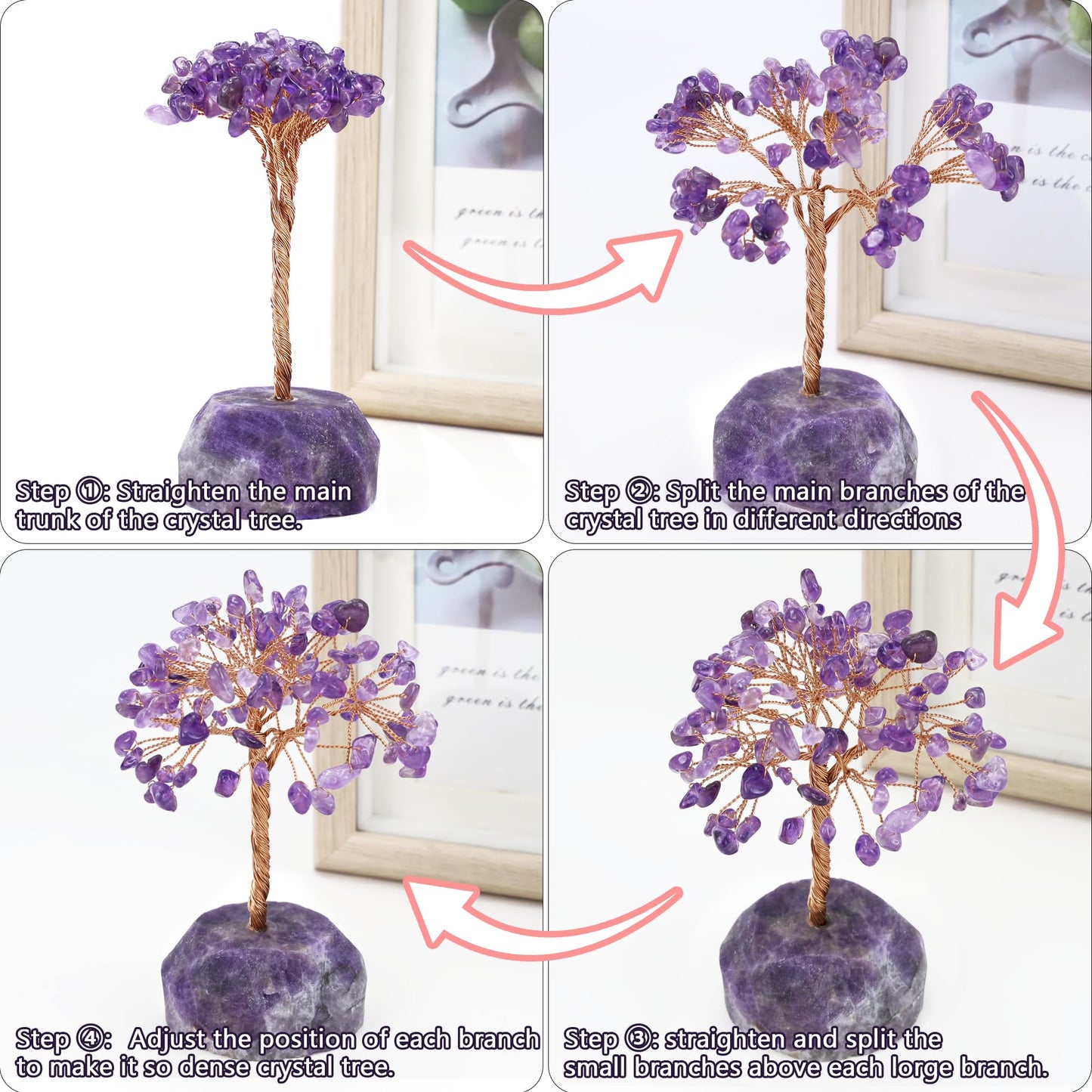 YATOJUZI 4.7"-5.1" Amethyst Crystal Money Tree,Purple Desk Cubicle Decorations Office Room Decor for Women,Meditation Accessories Reiki Gifts for Women,Crystals and Healing Stones,Tree of Life