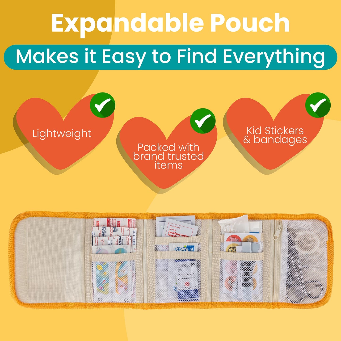 PreparaKit Kids First Aid Kit - 75-Piece Travel First Aid Kit for Toddlers and Babies, TSA Approved, Latex Free, Fits Diaper Bag, Backpack, Purse or Car, Designed by a Mom and Nurse (Orange Crush)
