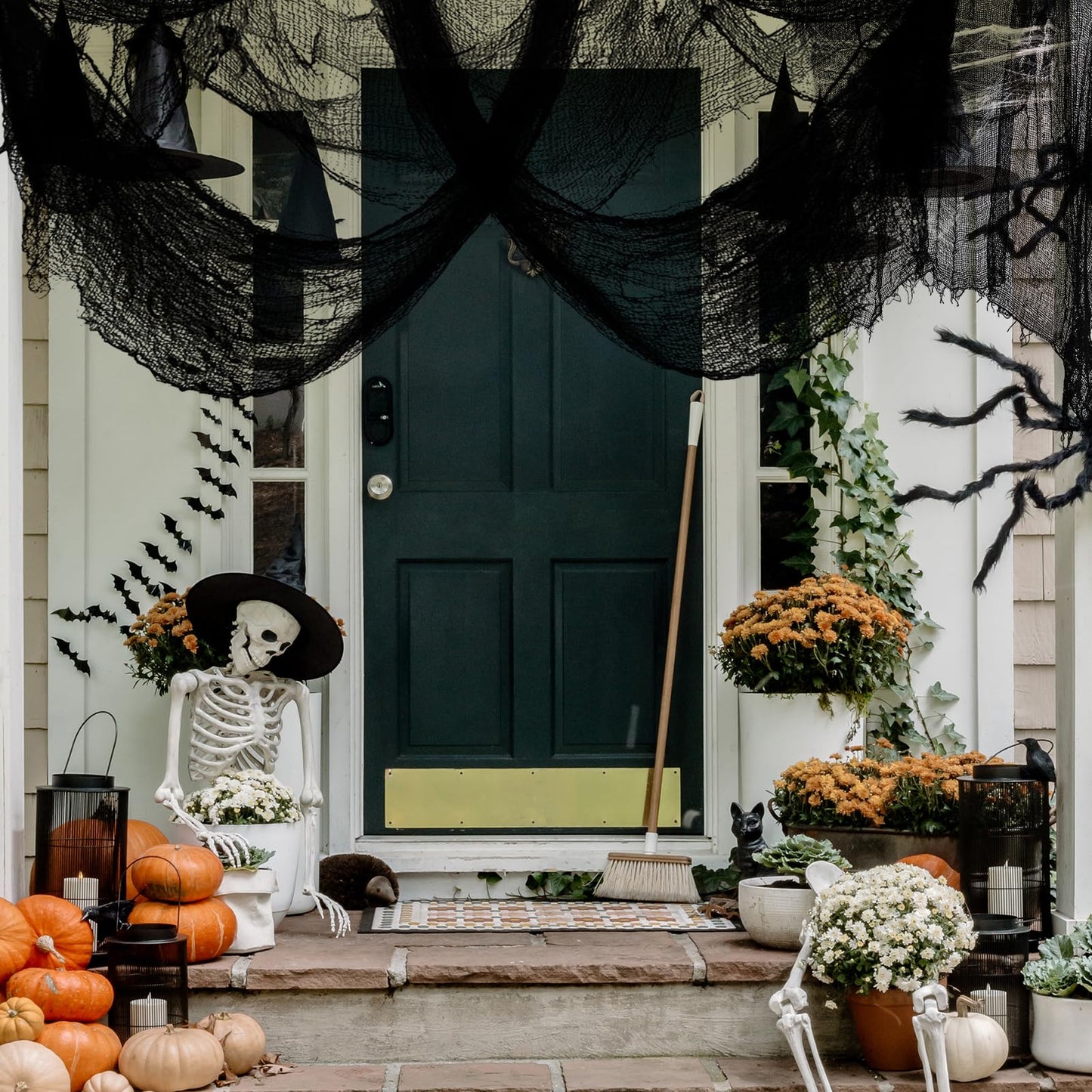 JOHOSEEK 4 Pack Halloween Creepy Cloth Decoration, 30 x 120 inch Black Gauze Halloween Decor, Scary Black Cheesecloth, Spooky Fabric Decoration for Haunted House Wall Yard Outdoor Indoor