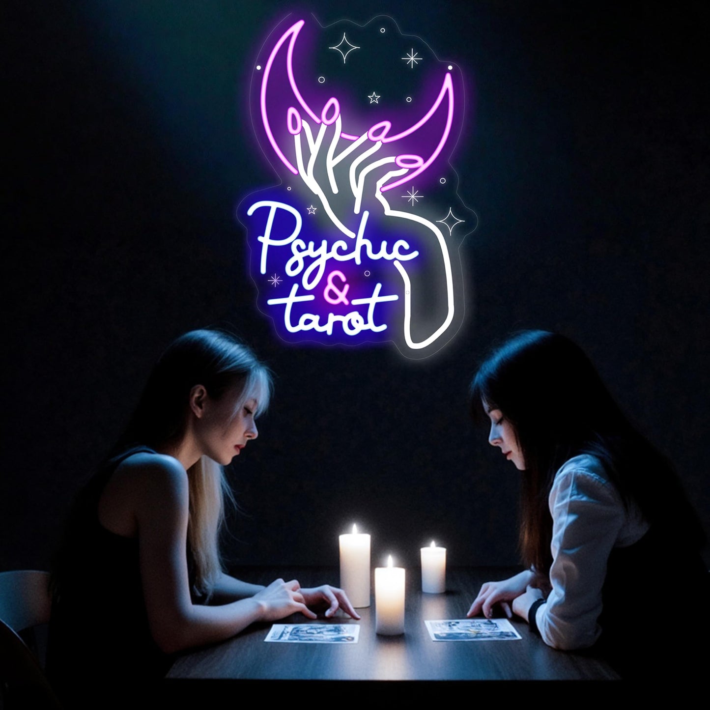 Psychic and Tarot Neon Sign, Psychic Tarot Room Wall Decor Gifts, Tarot Shop Decor, Gothic Lover Gift, Dark Gothic Wall Art, Fortune Teller SignGirls Room Gaming Room Party, arot Reader Gifts