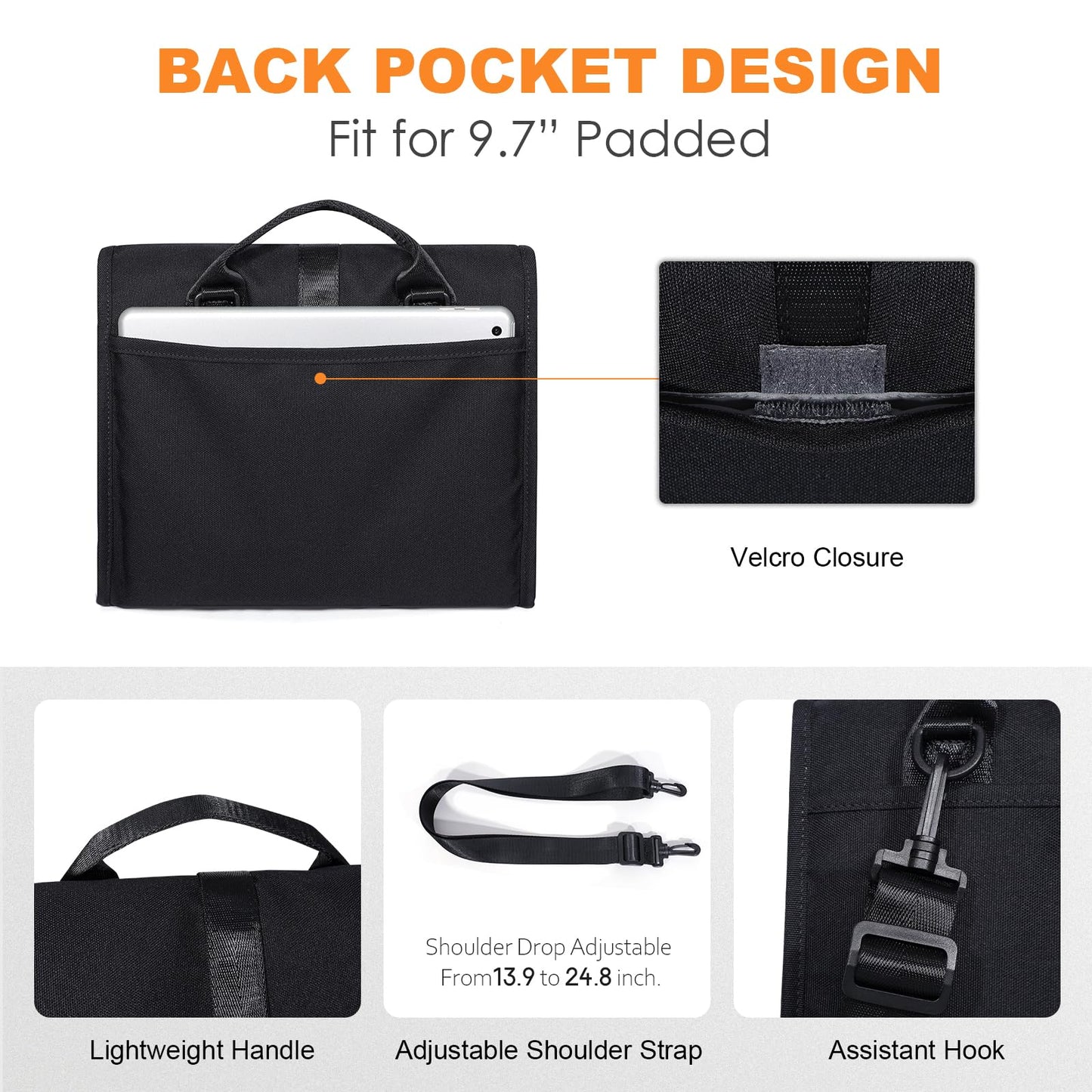 NOL Natural Organic Lifestyle Insulated Lunch Bag for Women/Men, Reusable Nylon Leakproof Lunch Cooler Box, Lunch Tote Bag With Buckle for Work Travel Picnic (Black)