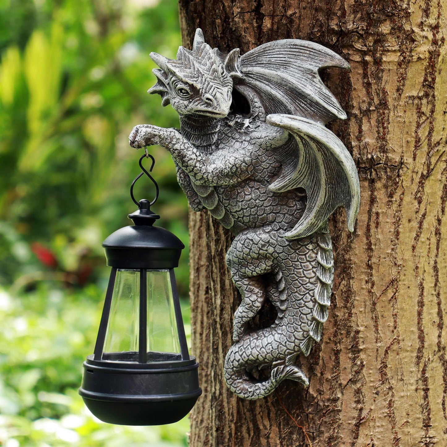 Zqobyr Solar Dragon Statue Outdoor Garden Decor - Medieval Fantasy Yard Art, Whimsical Lawn Ornaments, Unique Decorations Outdoor & Gifts, Weather-Resistant Animal Figurine Gift with Handmade Look