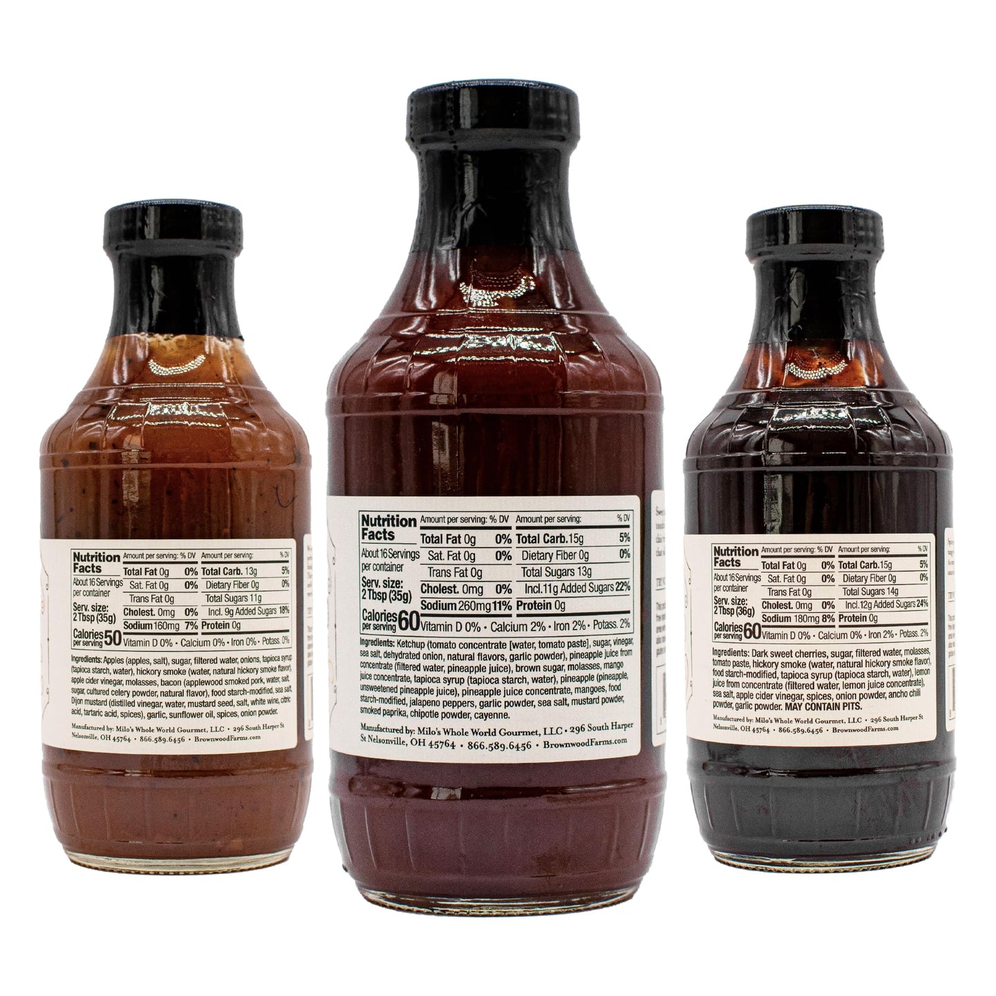 Brownwood Farms BBQ Sauce, Made in Small Batches, Sweet and Tangy, Great on Fries, Meatloaf, Burgers, Glaze, Real Ingredients 20oz (3 Count, Variety)