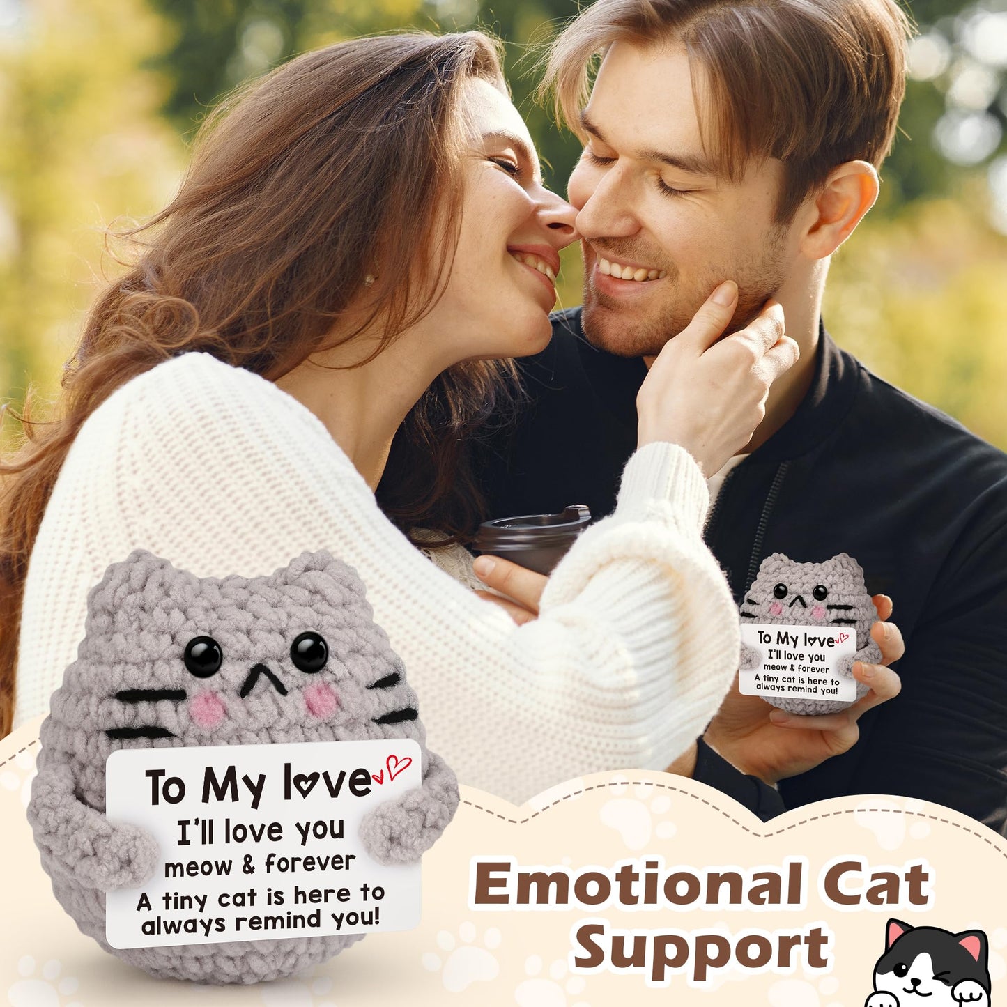 tGifGLonyi Anniversary Birthday Gifts for Women Men Gifts for Him Her Boyfriend Girlfriend Handmade Crochet Cat I Love You Valentines Day Gift for Couples Wife Husband