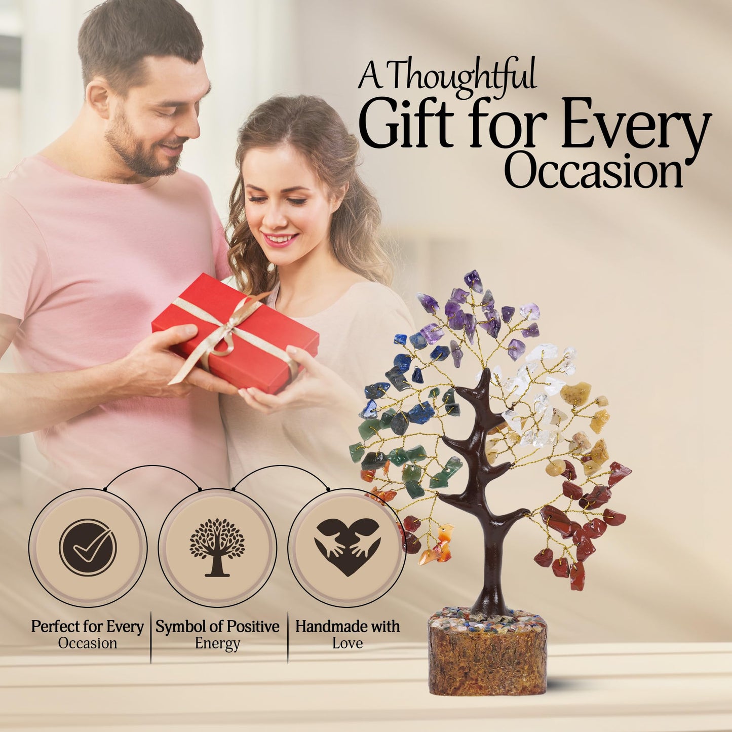 Seven Chakra Tree Of Life Crystal Tree, Crystals And Healing Stones, Birthday Gifts For Women, Healing Crystals And Stones Feng Shui Decor, Crystal Decor For Home Office, House Warming Gifts New Home
