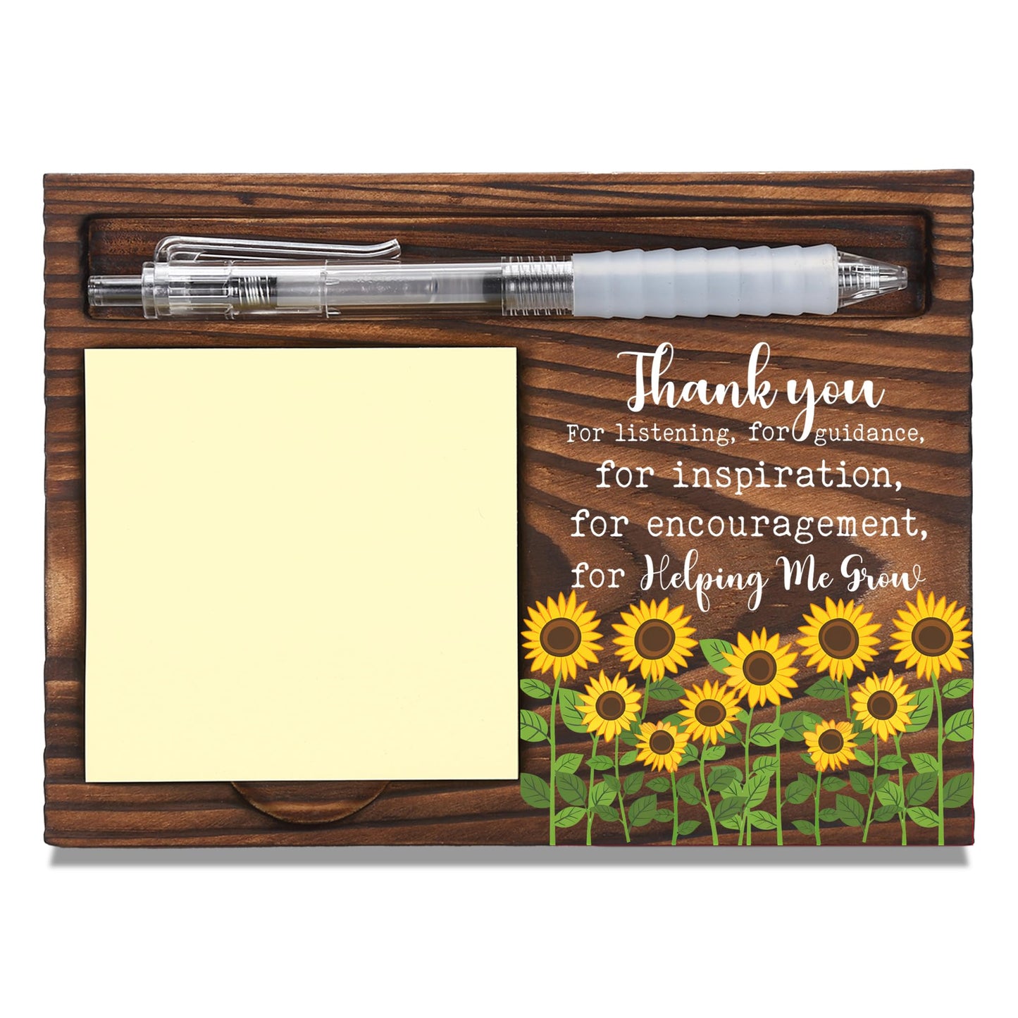 Thank You Teacher Appreciation Gift Desk Organizer, Encouragement Gift for Coworker Mentor Nurse Boss, Wooden Sticky Note Holder Office Desk Decor - FTA755
