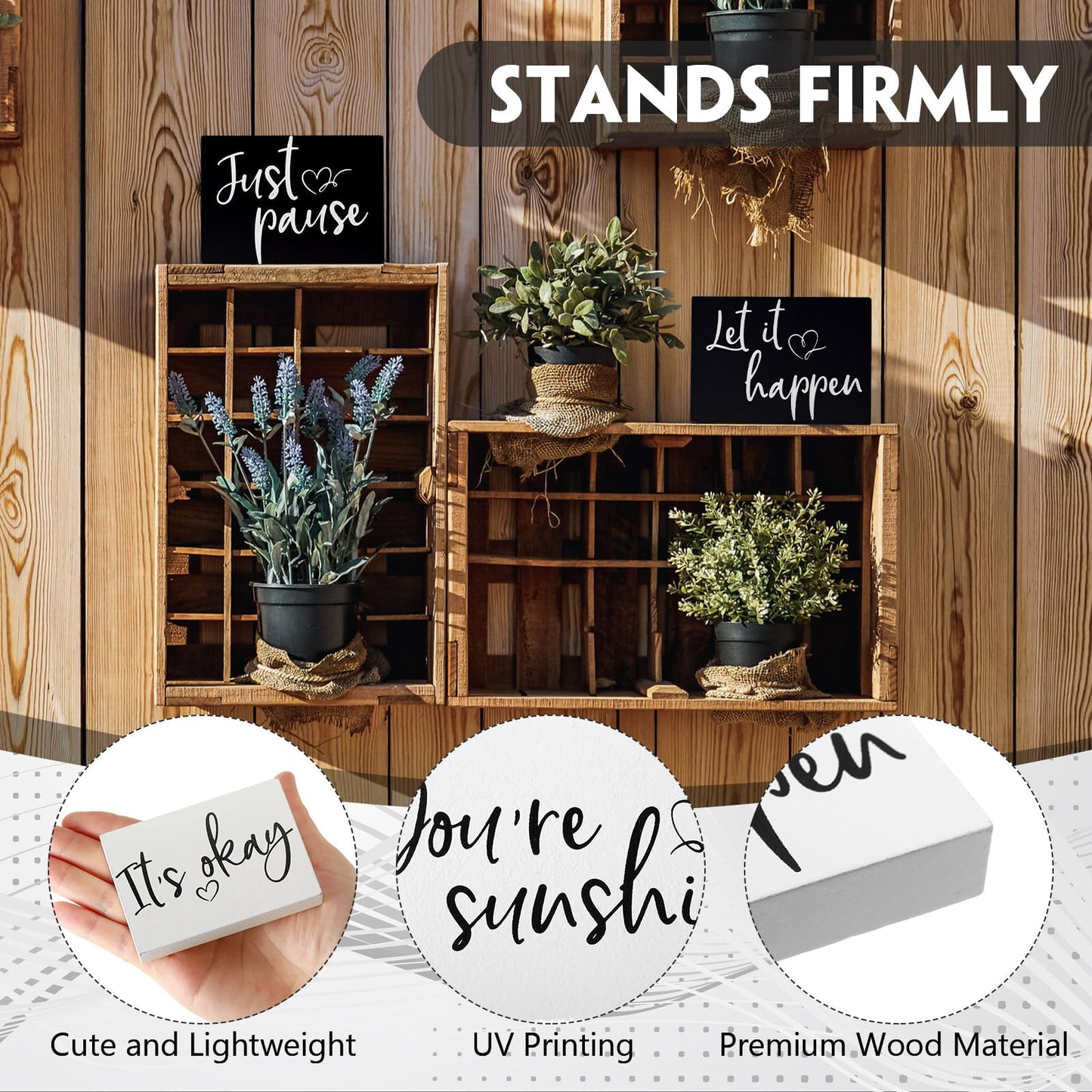 Novabright 16 Pcs Mental Health Desk Decor Mini Mental Health Table Signs Bulk Inspirational Office Desk Decor Positive Motivational Gifts Coffee Corner Decorations for Classroom Bedroom(White,Black)