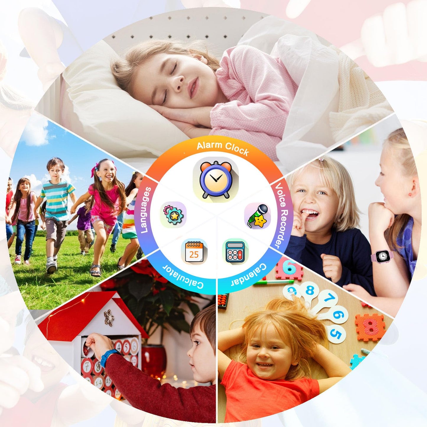 Goodatech Kids Smart Watch for Boys Girls, 1.54'' Smartwatch with 26 Puzzle Games, HD Camera, Video Music Player, Pedometer, Flashlight, Audio Book, Aluminum Case and Sport Band (Pink)