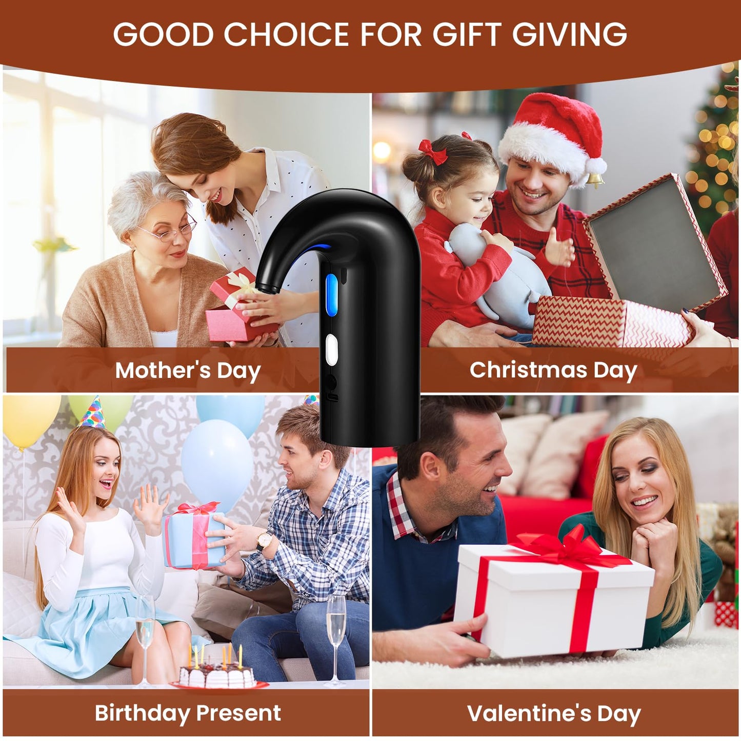 BLUBYEES Electric Wine Aerator, Decanter & Dispenser – USB Rechargeable, Gift for Christmas, Housewarming, Birthday, Wedding, Anniversary, and Retirement, Ideal for Wine Lovers, Men and Women