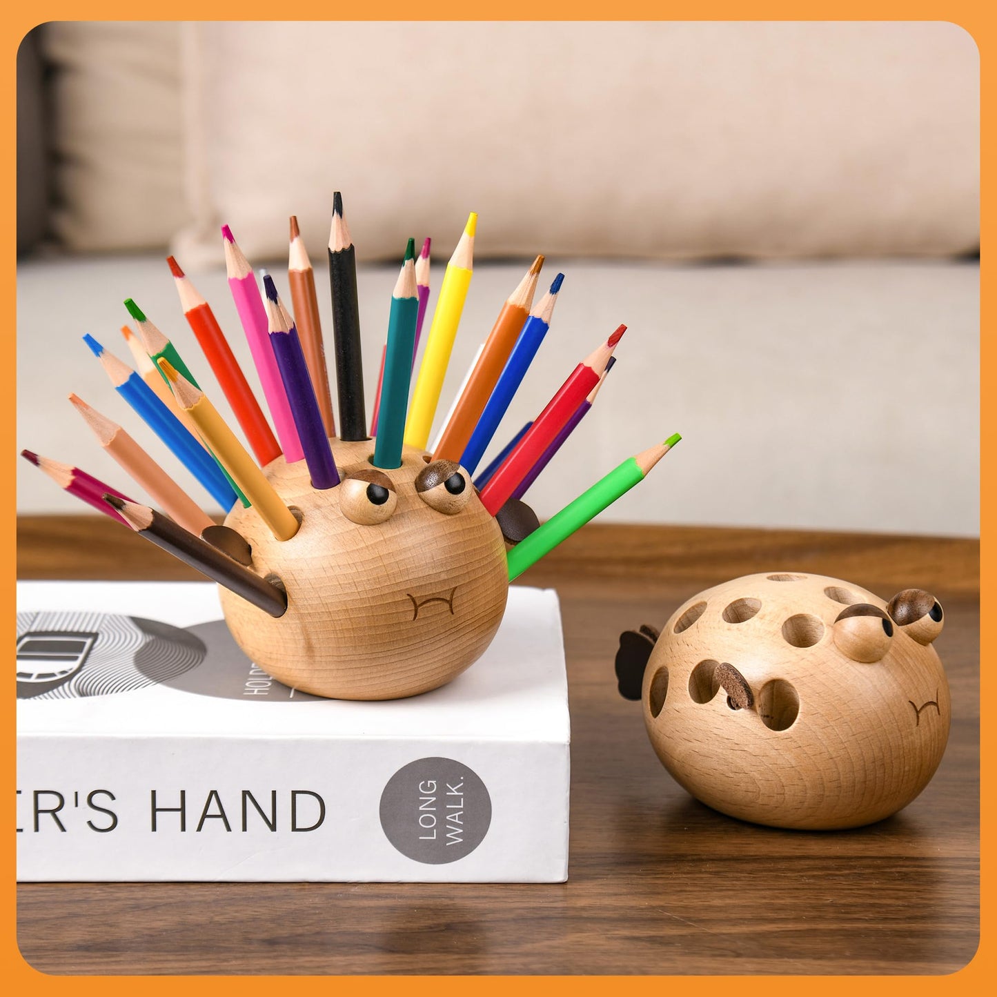 Damuzhi Pen Holder For Desk Pencil Holder Wooden Pufferfish- Funny Small Gifts For Kids, Unique Gifts For White Elephant Gift Steacher Gifts