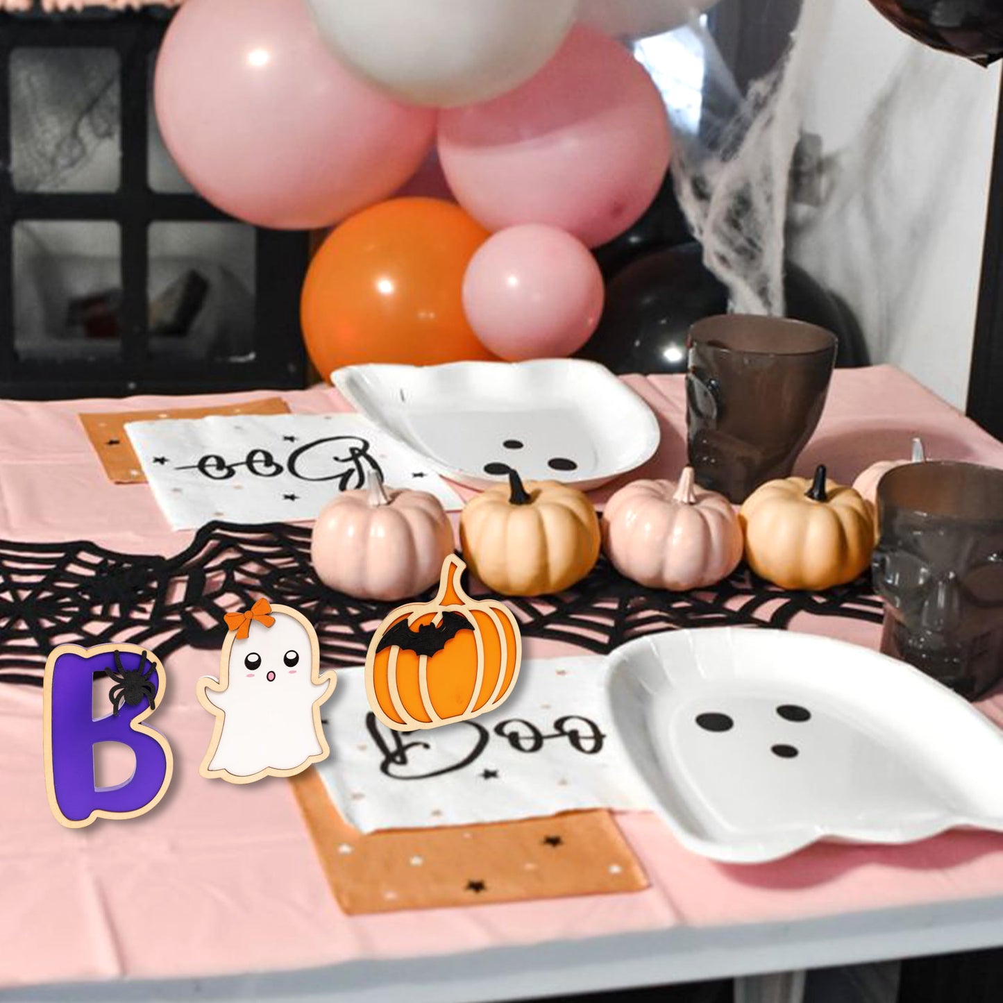 ZAIBIANHAO 3PCS Halloween WoodenTable Decorations Indoor - Halloween Spooky Wood Plank Signs for Party Home Display,Halloween Tiered Tray Table Centerpiece,Indoor Home Window Mantel Table Topper