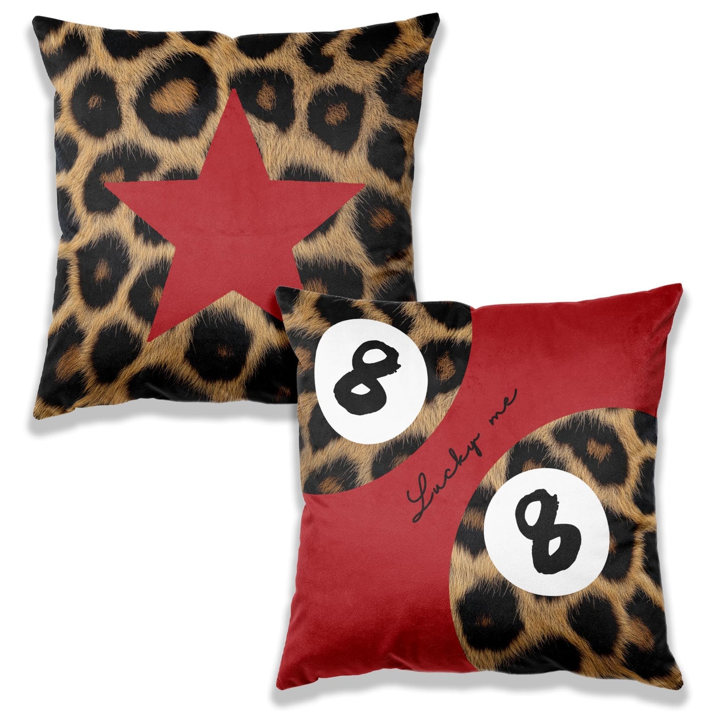 DEQSX Cheetah Leopard Lover Gifts for Women,Preppy Star Lucky 8 Ball Cheetah Leopard Print Room Decor Pillow Cover 18x18 Set of 2,Coquette Preppy Pillow Covers for Girls Room Dorm Apartment Decor（03）