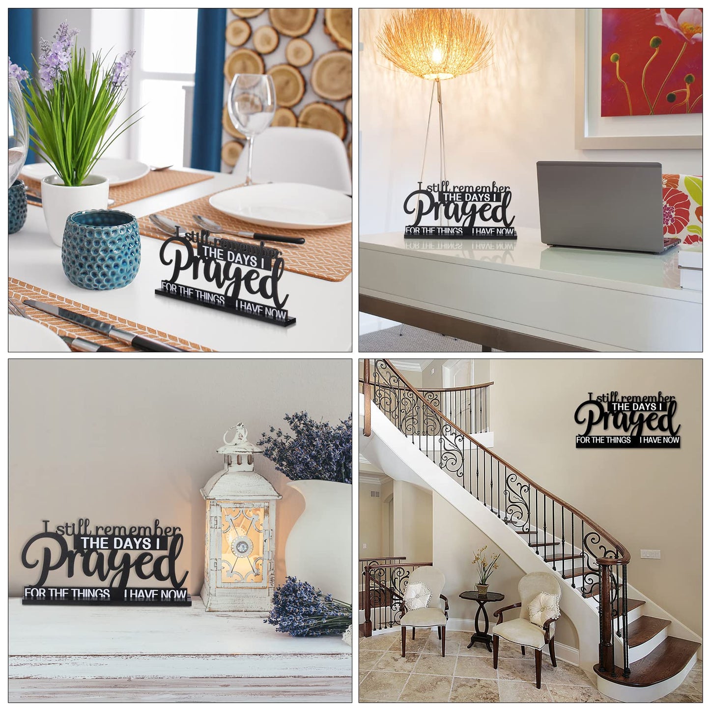 Jetec I Still Remember The Days I Prayed Sign Inspirational Table Blessed Signs Motivational Decor Farmhouse Table Home Centerpieces Faith Wooden Shelf for Living Room Office(Classic Style)