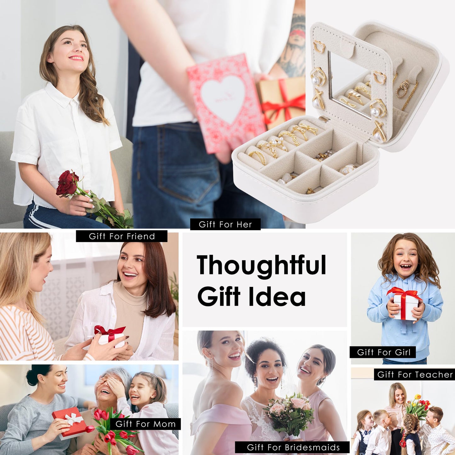 Nymtavia Birthday Gifts For Women, Initial Jewelry Box, Travel Jewelry Case, Gifts for Wife Girlfriend, Small Travel Jewelry Organizer, Gift for Girls, Graduation Gifts for Her, Bridesmaid Gifts
