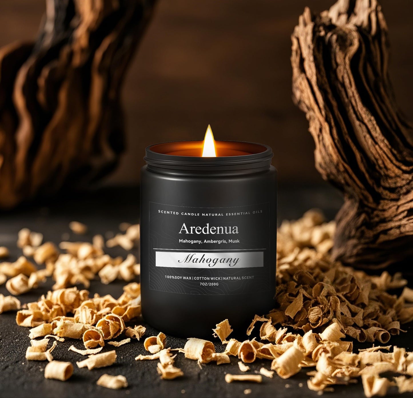 Mahogany Candle, Manly Scented Candles for Home, Masculine Candle Gifts for Men - 7oz Soy Candles for Home Scented, 50 Hours Burn Time, Perfect for Relaxing Home Fragrance