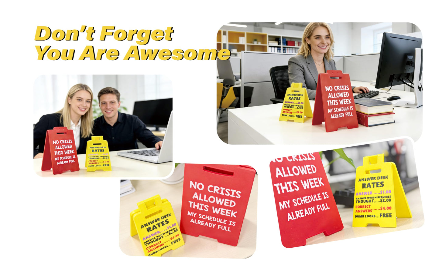 Funny Office Desk Decor Unique 3D Premium Engraved and Standard Printed Dual Sign Cute Gag Joke Prank Gift for Boss Coworkers Teacher Appreciation Stress Relief Ideal for Relax Cubicle Work Atmosphere