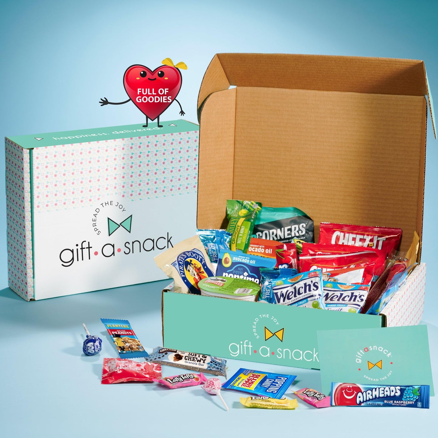 Gift A Snack - Mothers Day Treats, Snack Box Variety Pack Care Package + Greeting Card (40 Count) Birthday Sweet Treats Gift Basket, Candies Chips Crackers Bars Office Food Assortments & Variety Gifts