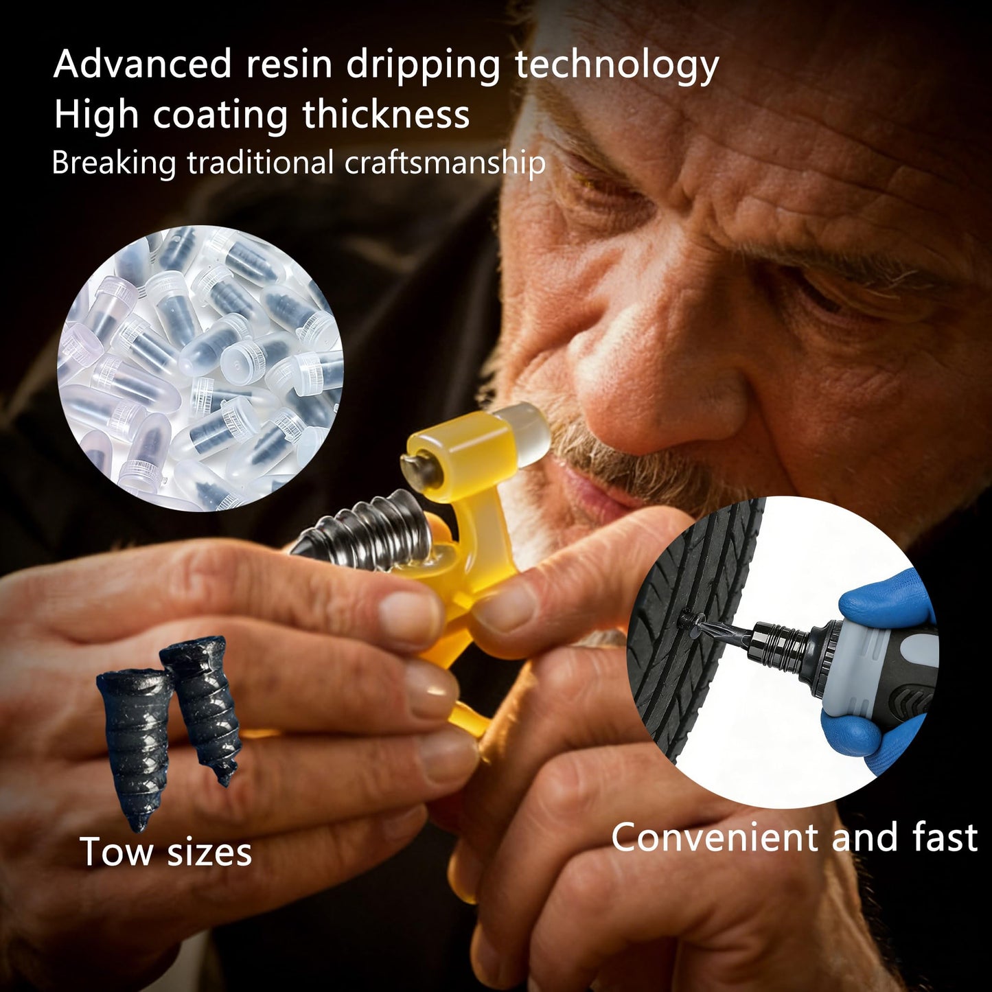 Drovanta Tire Screw Plug Repair kit - No Need to Remove The tire, tire sidewall Repair kit, Patch Plug Tool and Portable Storage Bag - Quick Flat tire Repair for Cars, Trucks, Motorcycles and SUV