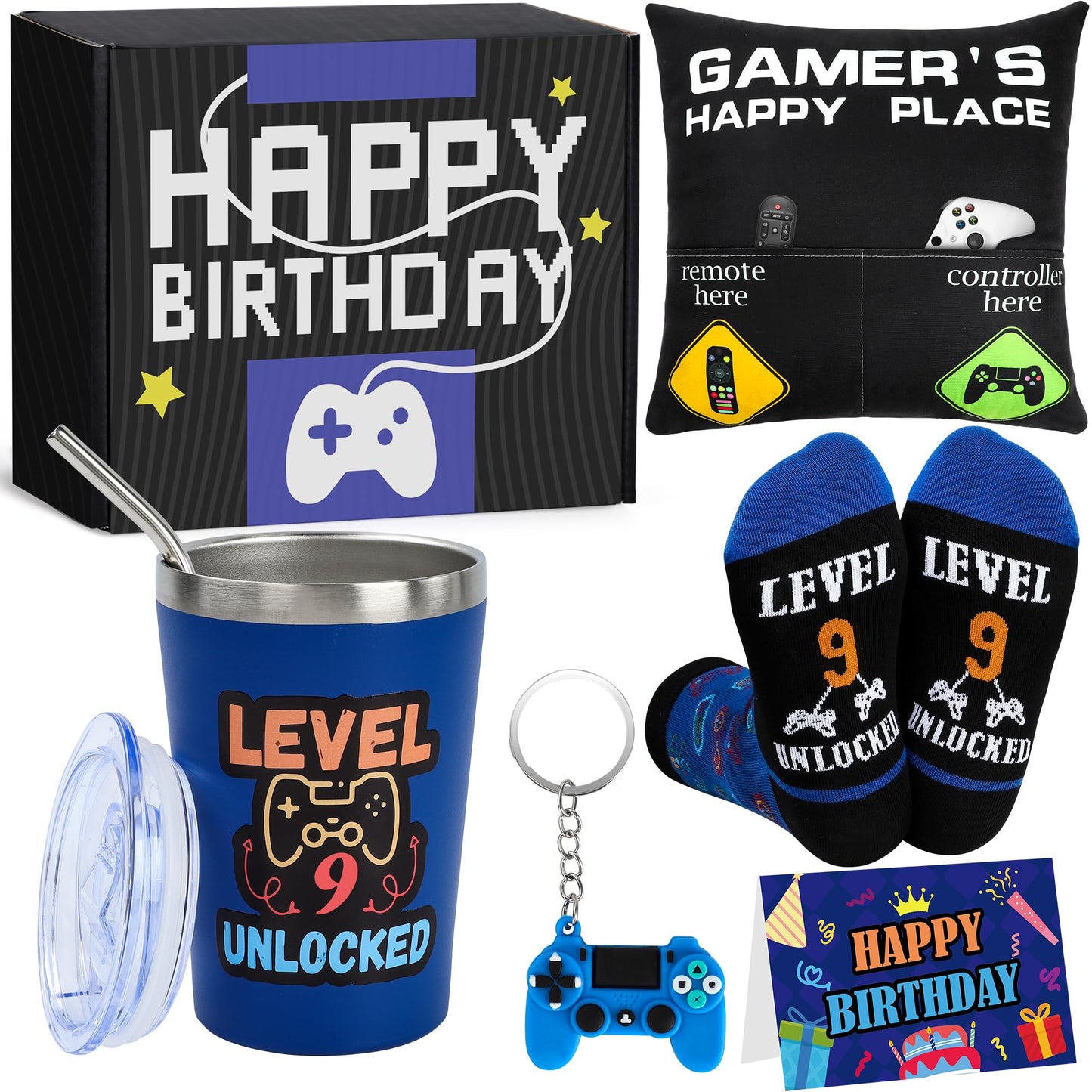 Splandiant 9 Year Old Boy Birthday Gift Ideas, Funny Gamer Birthday Gift Set for 9th Boys, Nine Years Old Gamepad Gifts Ideas for Boys Son Grandson Nephew Friend Video Game Lovers