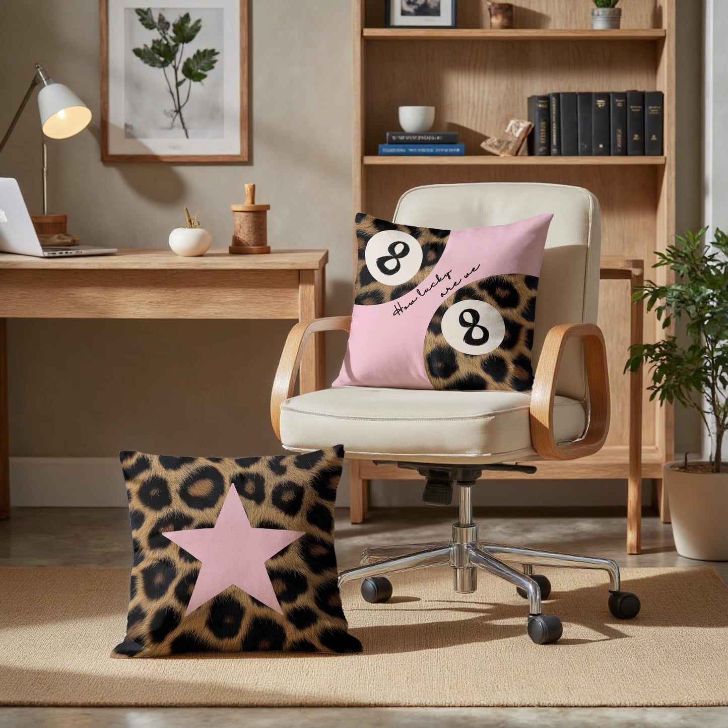 Xiyurlk Cheetah Leopard Lover Gifts for Women,Preppy Star Lucky 8 Ball,Cheetah Leopard Print Room Decor Pillow Cover 18x18 Set of 2,Coquette Preppy Pillow Covers for Girls Room Dorm Apartment Decor(6)