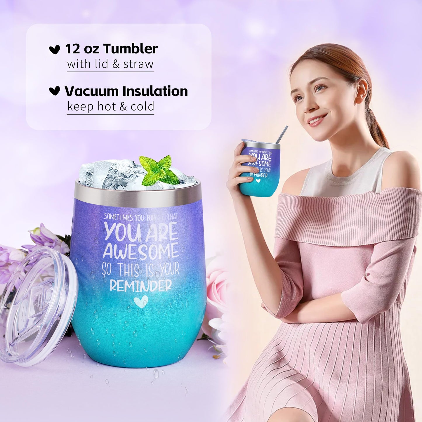 LUCOTIYA Birthday Gifts for Women, Gift Basket for Women Wine Tumbler Self Care Package Gifts for Women, Mom, Bestie, Her, Sister, Wife, Auntie, Thank You Gifts for Women, AM6ZL