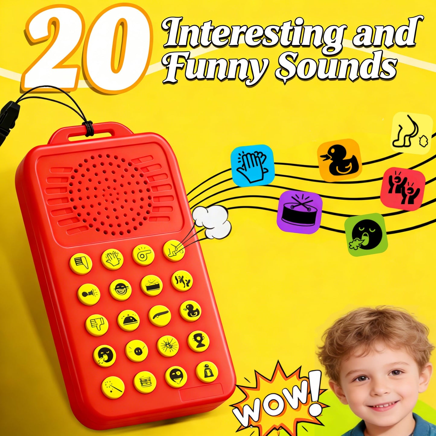 Sound Effects Machine - Gifts for Boys - 20 Hilarious Sounds - Boys Prank Gifts for Kids - 3 4 5 6 7 8 9 10 Year Old Boy Gift - Fun Boys Toys Age 3-13 - Cool Gadgets for Teens Gift (red-B)