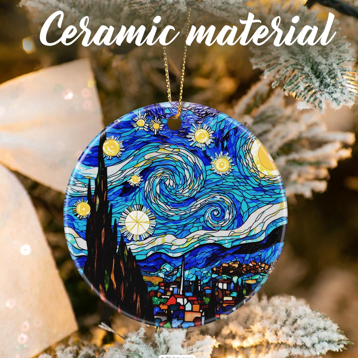Van Gogh Starry Night Ornaments, Christmas Ornaments: Christmas Tree Decorations, Holiday Decor, Stocking Stuffers, Gift Ideas, Xmas Gifts & Gifts for Art Lover