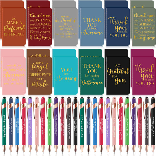 Ragnhild 48 Pcs Thank You Gifts Bulk Motivational Pens Inspirational Notepads, Mini Motivational Notebooks Gifts for Employee Teacher Staff Volunteer Coworker