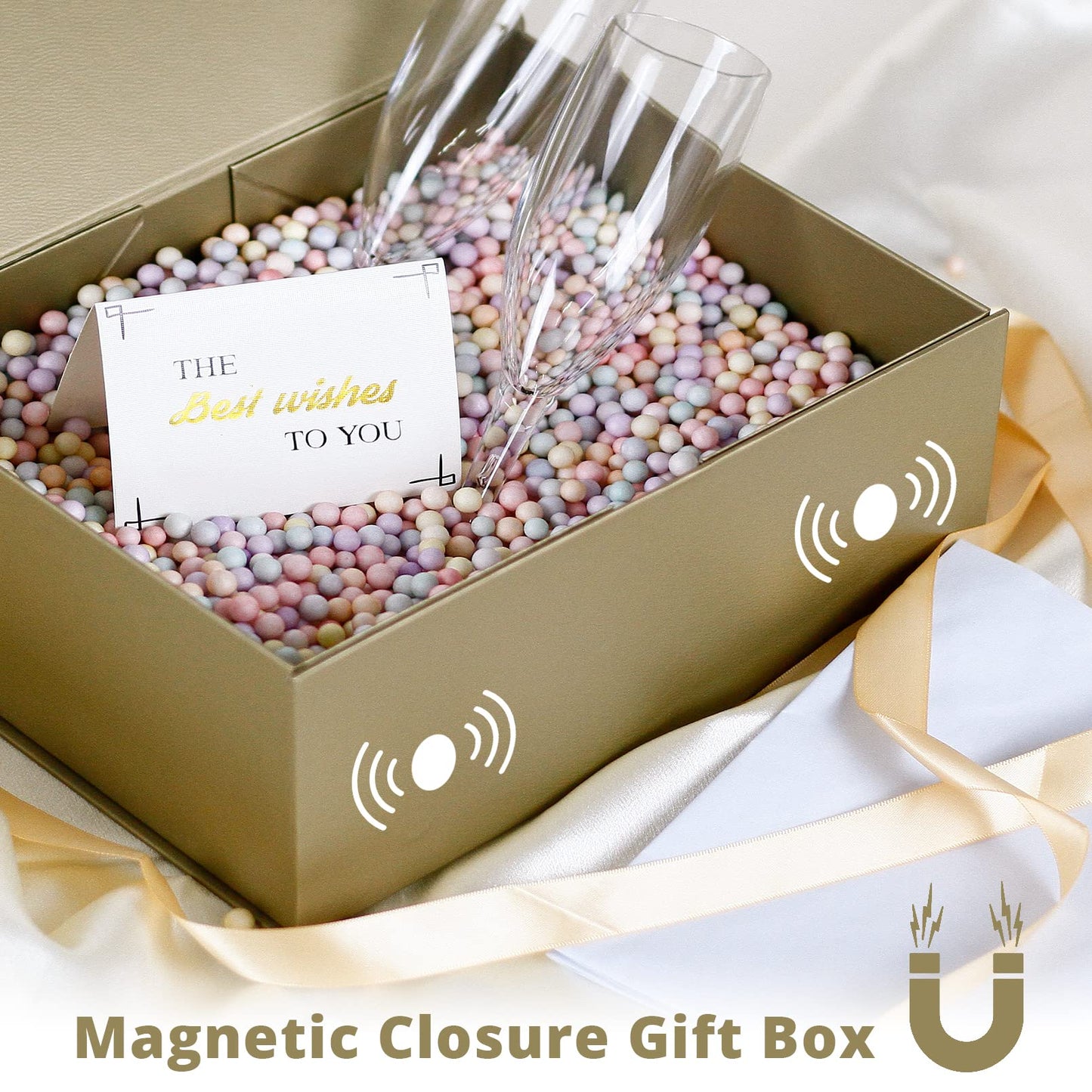 HavrePac Luxury Large Gift Box 13.8"x9"x4.3" Storage Box Ribbon Magnetic Closure for Luxury Packaging Box for Valentine's Day, Mother's Day, Birthdays, Bridal Gifts,Weddings