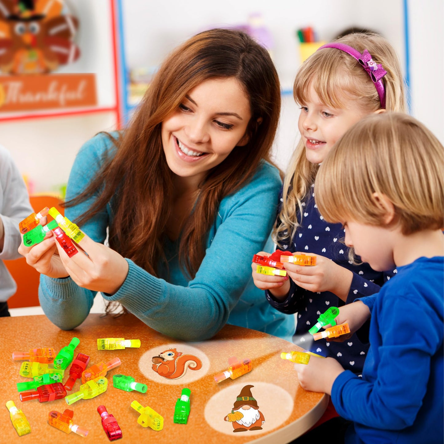 Fall Thanksgiving Party Favors, 32 Pcs Finger Lights for Kids Fall Festival Prizes Treats Pumpkin Turkey Light Up Toys Bulk Goodie Bag Stuffers Pinata Fillers Thanksgiving Party Decorations Supplies