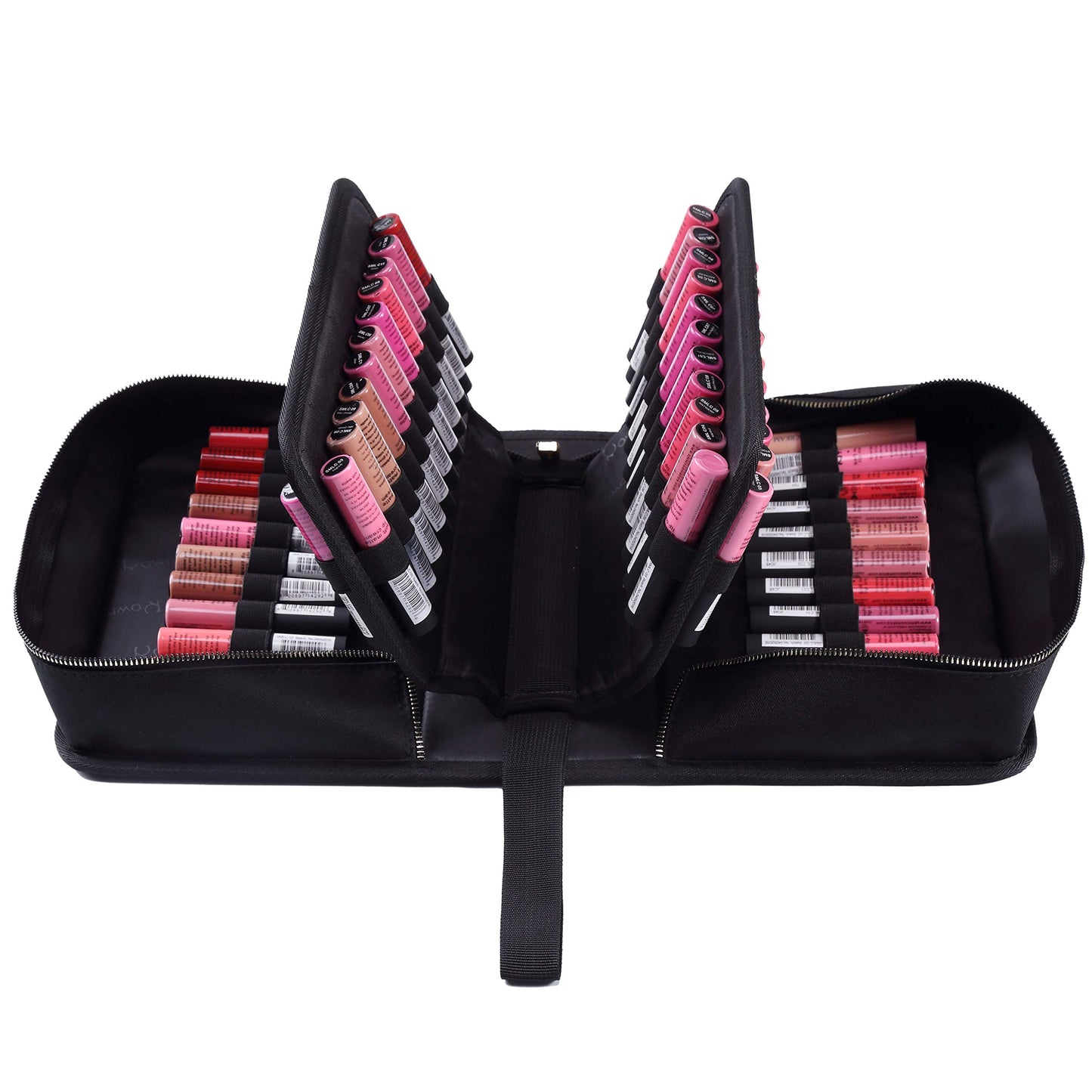 ROWNYEON Lipstick Organizer Case Lipstick Holder 67 Slots Portable Lip Travel Makeup Cosmetic Case Large Capacity Lip Gloss Carrying Case Makeup Artist Storage - Black