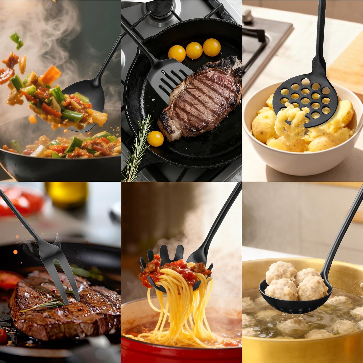 Izurok 18/10 Stainless Steel Kitchen Utensils Set,10 Piece Cooking Utensils With Wood Handle,Heat Resistant Kitchen Tool Set With Spatula,Spoon,Ladle,Skimmer,Slotted Turners,Pasta,Turner,Ladl,Fork