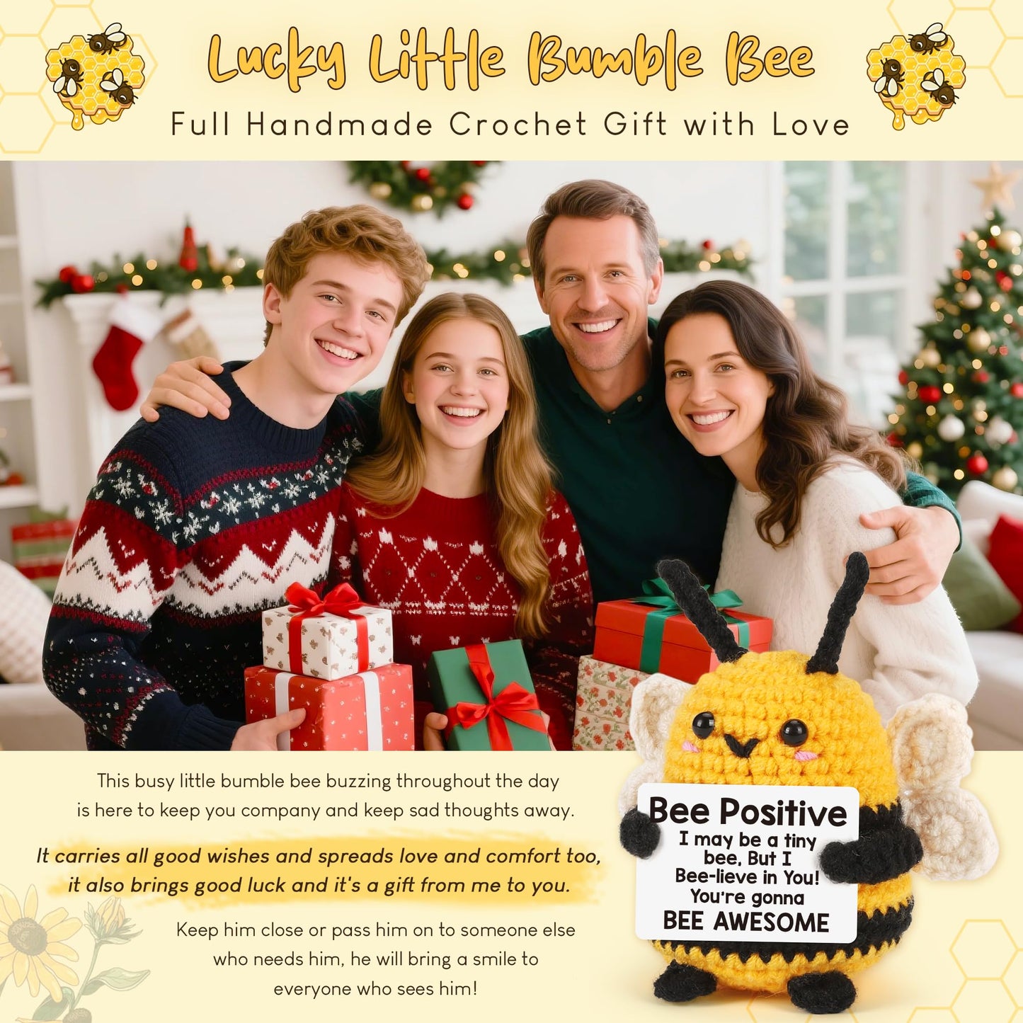Positive Bee Mothers Day Birthday Gifts for Women Men Him Her, Teacher Appreciation Gifts Nurses Week, Graduation Gift 2026 for Teens Girl Boy, Funny Gift for Mom, Dad, Husband, Wife, Family