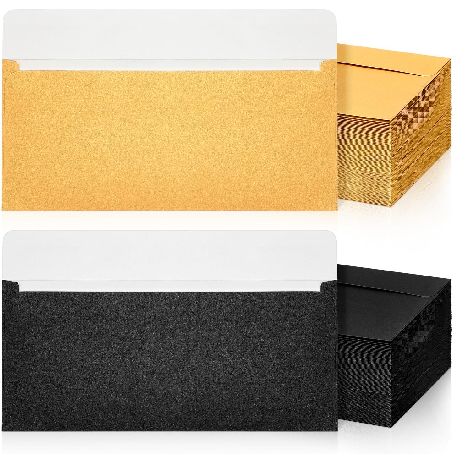 TaoBary 200 Pcs #10 Gold Black Envelopes Business Envelopes Letter Size 4-1/8 x 9-1/2 Inch Self Adhesive for Office Check Letter Mailing Invoices New Year Valentine Wedding Graduation Party Supplies