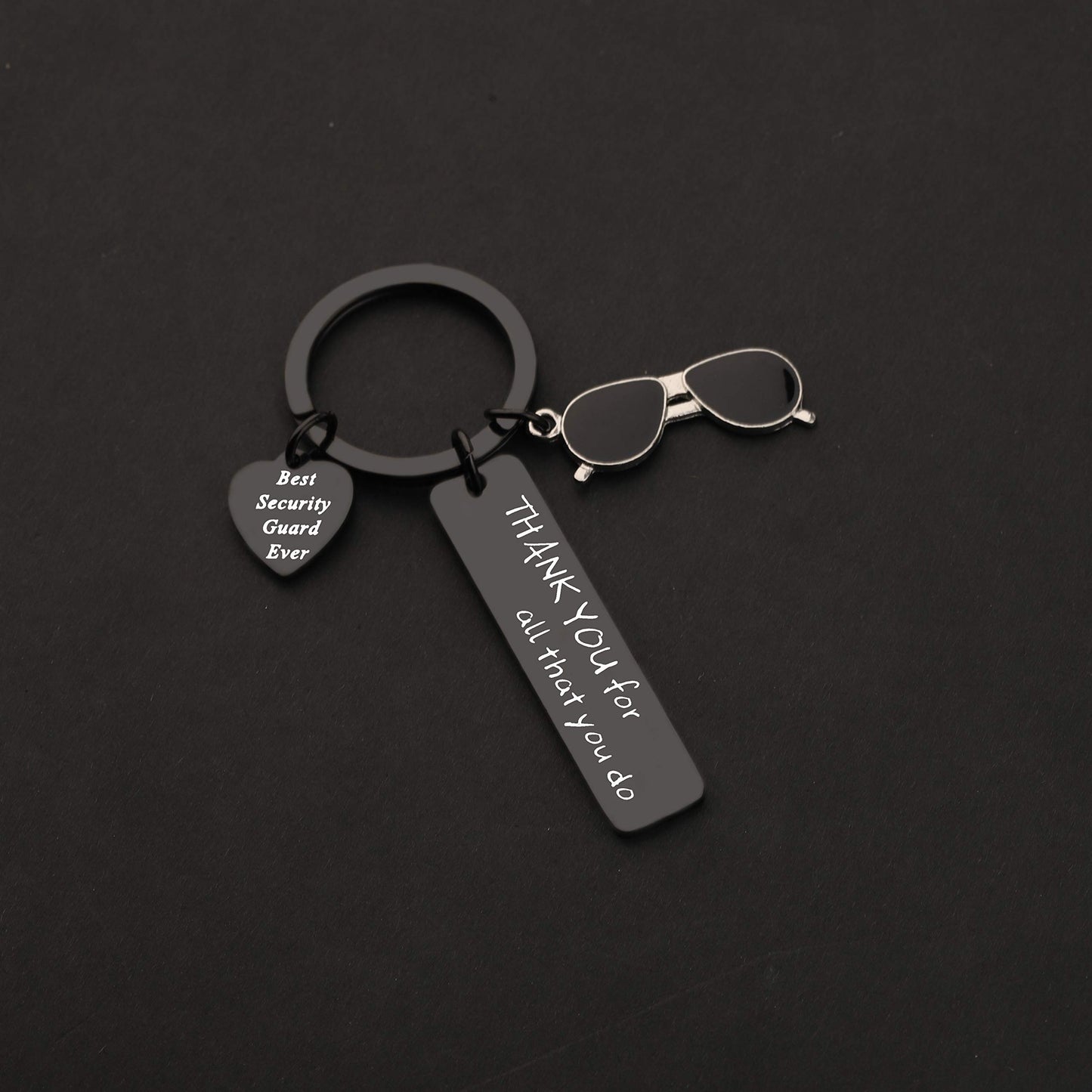 TIIMG Security Guard Gift Keychain - Thank You For All That You Do (Black)