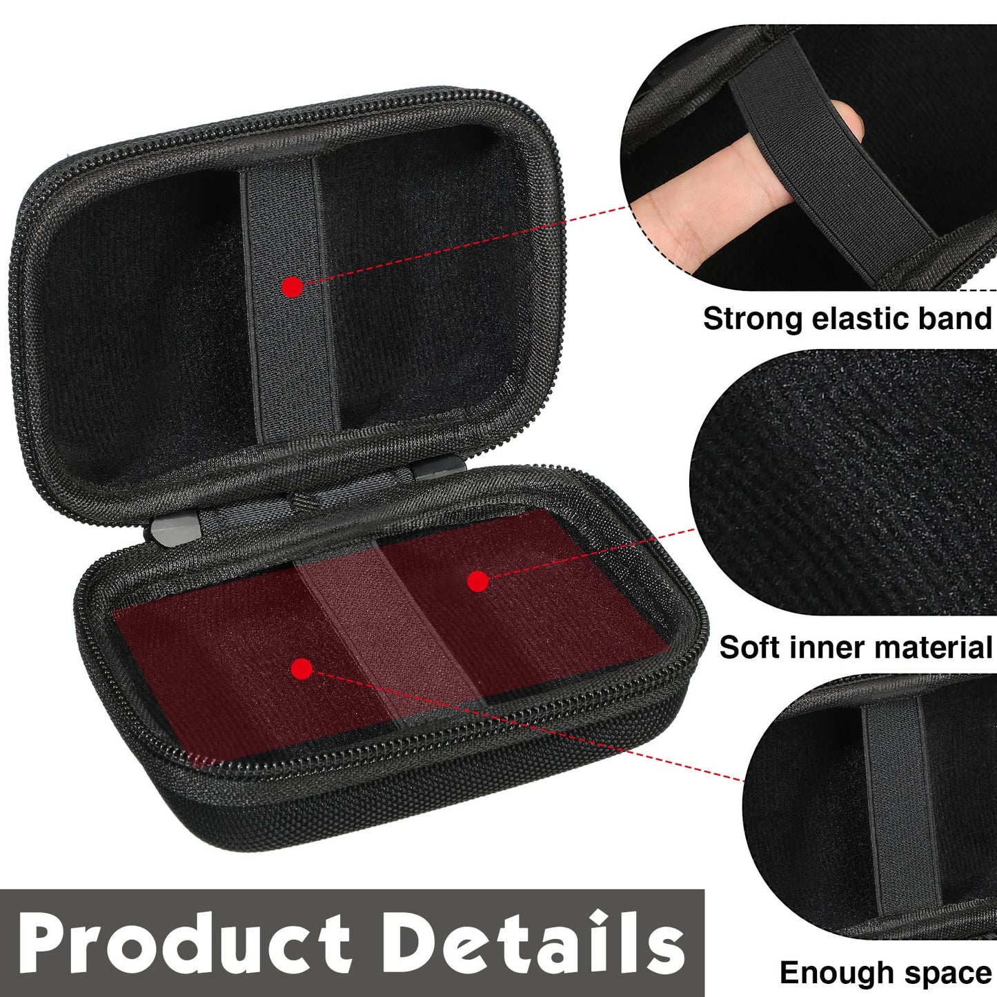 Sanwuta 4 Pcs Playing Card Case Hard EVA Travel Carrying Case for Classic Game Playing Card Box, 5 x 3.6 x 2.2 Inches (Not Including Cards)(Black)