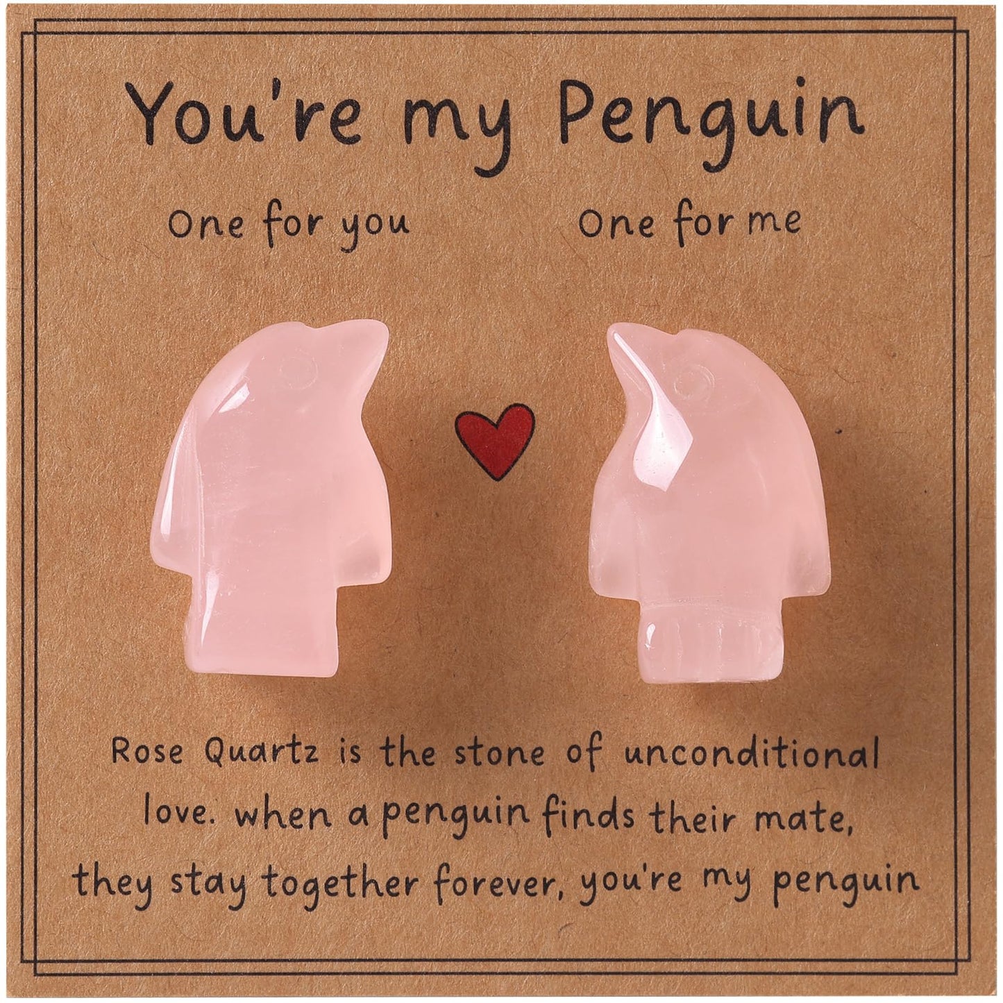 FRESOULY Gifts for Him Her,Rose Quartz Penguin Gifts for Couples,Romantic Anniversary Wedding Birthday Valentines Gift for Men Women Boyfriend Girlfriend Husband Wife