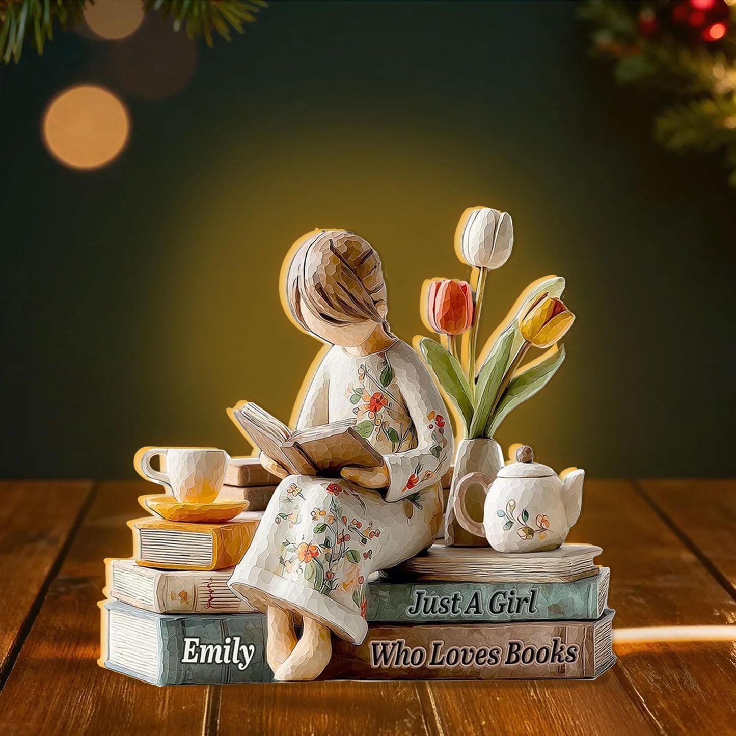 Personalized Just A Girl Who Loves Books Light Box, Custom Name Reading Girl LED Acrylic Night Lamp, Book Lover Light Decor, Unique Gift for Readers, Birthday, Christmas 2025 2