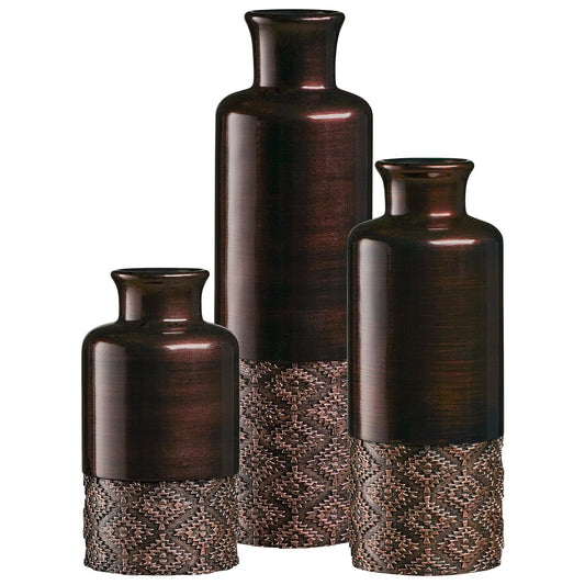 Creative Scents Dublin Brown Vases - Set of 3 Vases - Table Centerpieces for Dining Room, Kitchen Décor, Home Decor for Your Living Room, Dining Room, Bedroom, Office, Entry Table or Shelf Decor