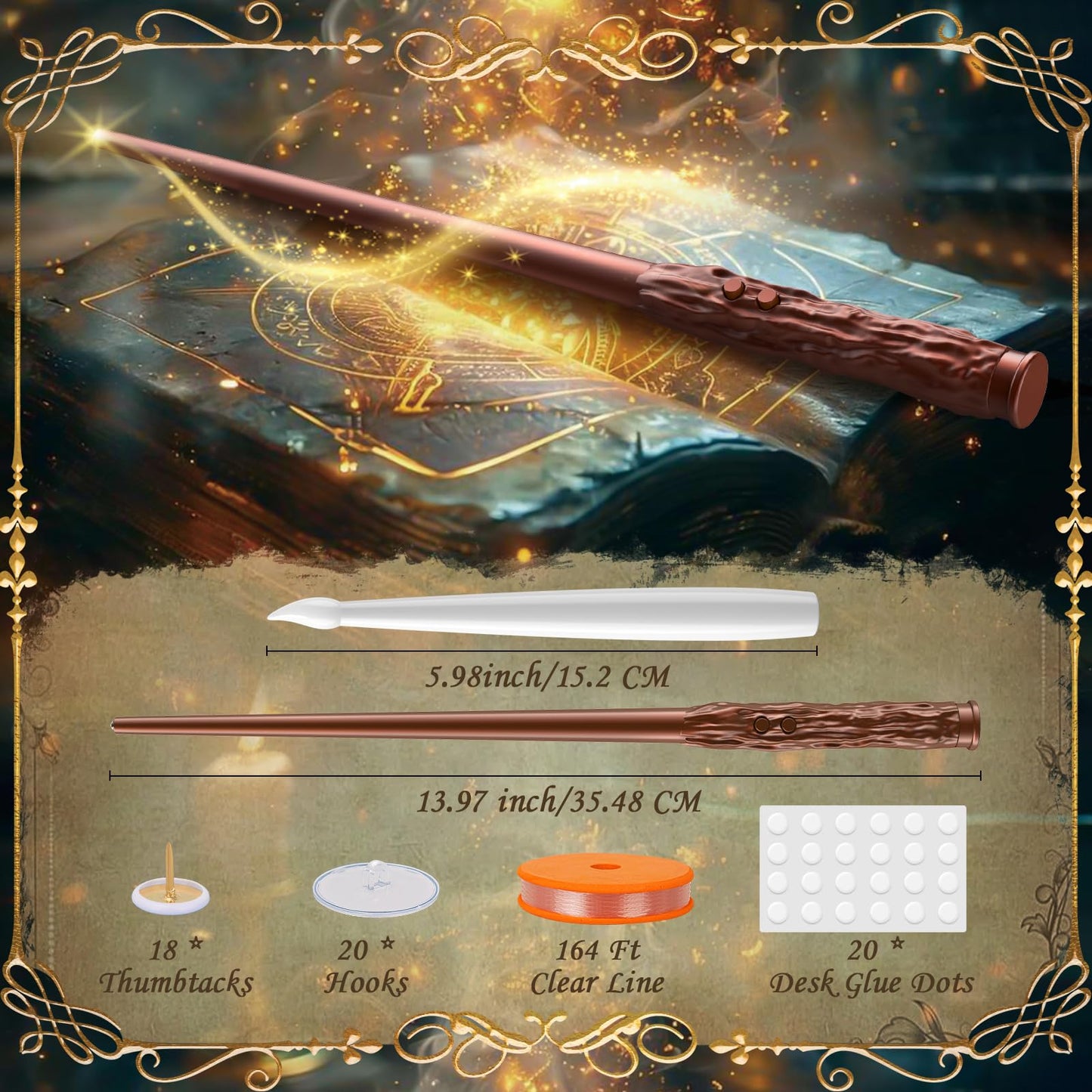 TLPUHU Floating Candles with Wand - Christmas Decorations Magic Flameless Candles Flickering Warm Light LED Hanging Candle Remote, Battery Operated Candles for Christmas Outdoor Indoor Party Decor