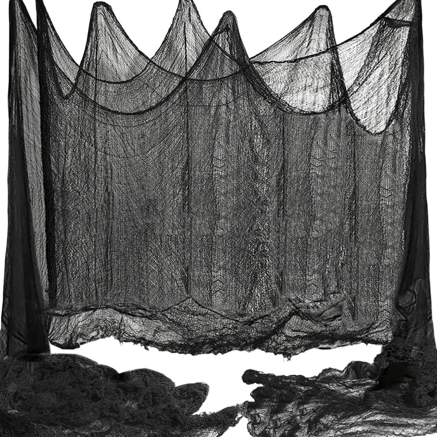 Niurui 400 x 39 inch Large Size Creepy Cloth Black Halloween Scary Spooky Cloth-Windows Doorways Gauze Cobweb Spider webs Decorations for Halloween Party Haunted House Decor