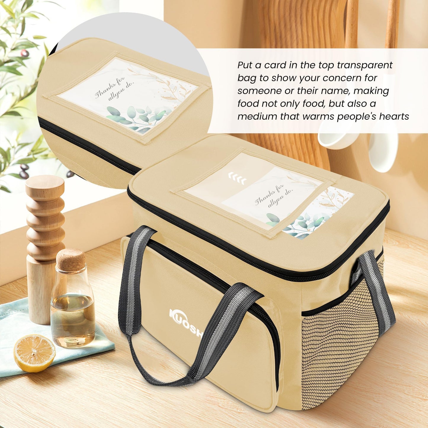 KUOSHI 25L Insulated Lunch Bag for Men/Women Leak-Proof Cooler Bag Liner & Soft Tote, Insulated Cooler Bag, Large Reusable Lunch Box for Work, Beach, Picnic, Fishing