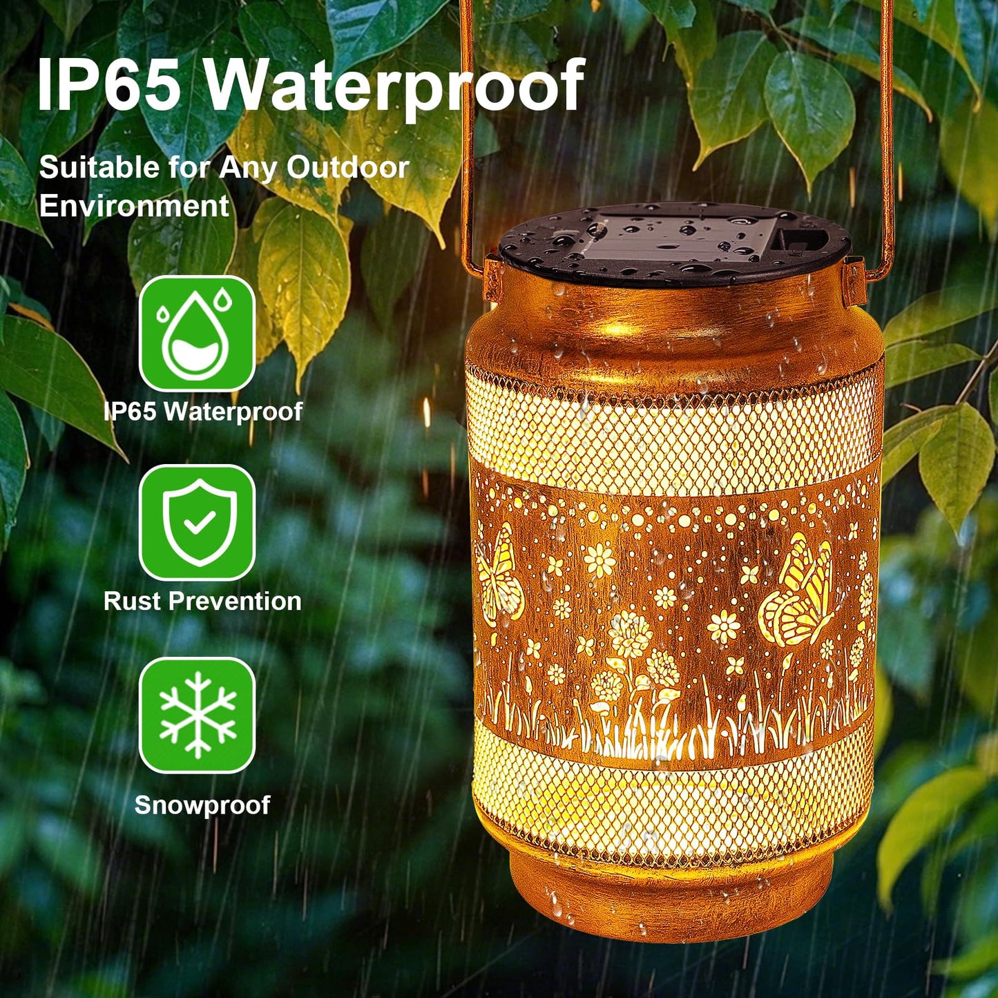 2 Pack Butterfly Solar Lanterns Outdoor Waterproof Garden Decor, Gifts for Mothers Day Women Mom Grandma Birthday, Metal Hanging Solar Lights for Outside Yard Patio Pathway Backyard Porch
