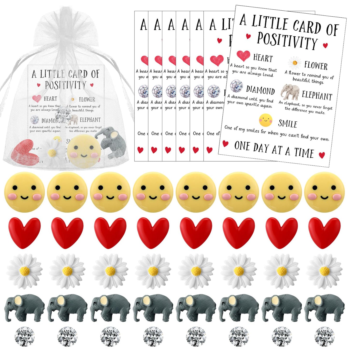 Lincia 20 Set Mother Day Administrative Professional Gifts Bulk Emotional Positivity Support Inspirational Card Pocket Resin Mini Ornament Gifts for Staff Employee Teacher Nurse Coworker (Cute)