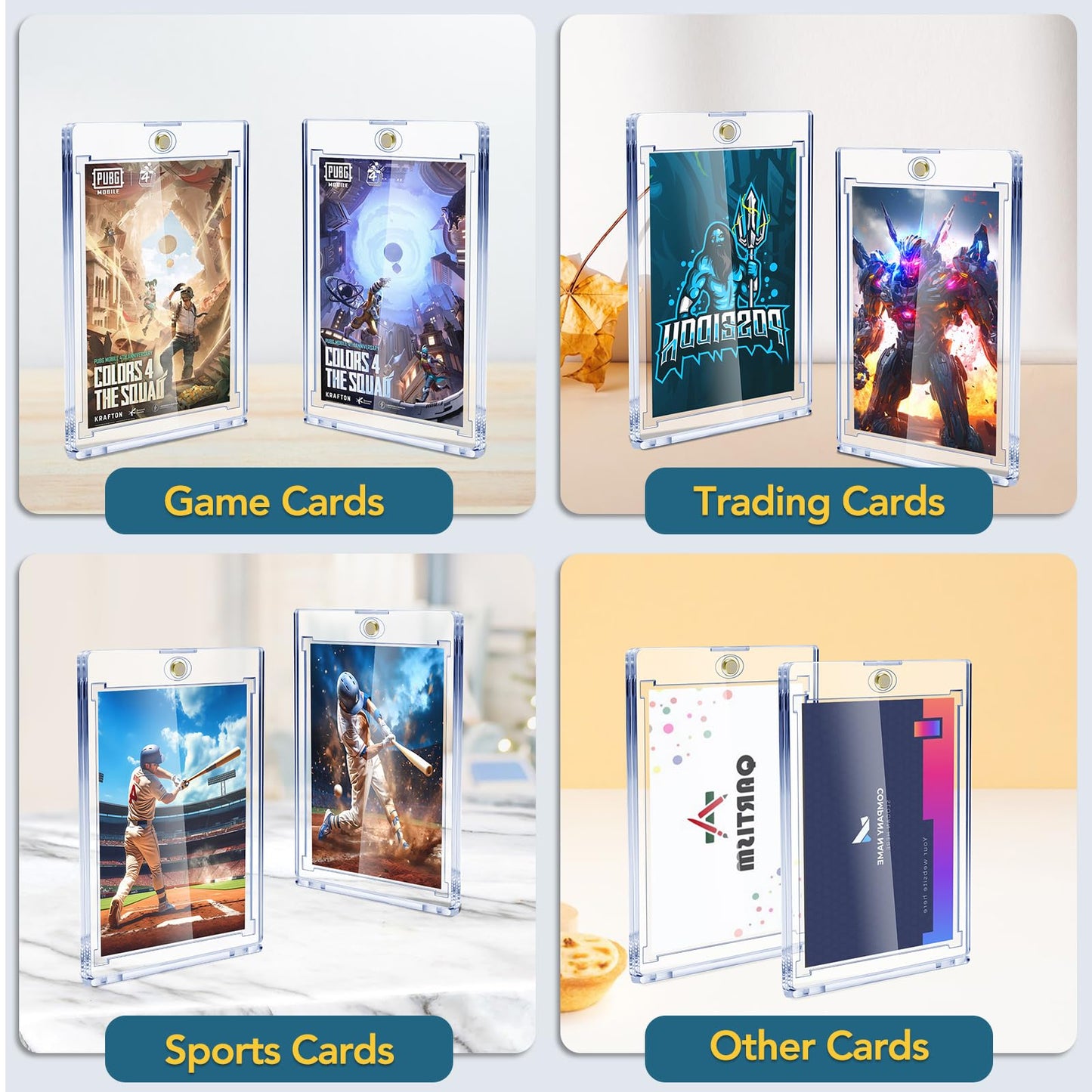 ZENOWICK 64ct Magnetic Card Holders, 35pt One Touch Card Holder, U-V Protection Hard Plastic Case for Trading Cards, Display Case for Sports, Baseball, Football, Game Cards