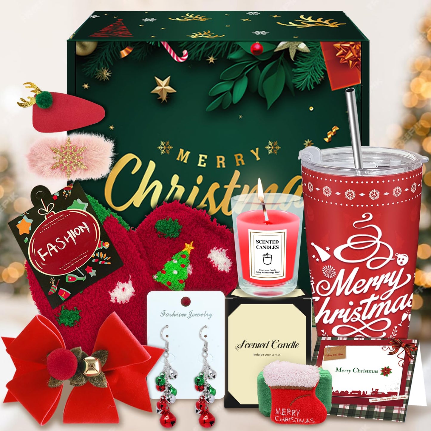 Christmas Gifts for Women, 2025 Unique Christmas Gifts, Xmas Gift Baskets with 20 Oz Tumblers, Candle, Ideas Xmas Gift for Mom, Teachers, Sister, Friends, Coworker, Girlfriend, Wife