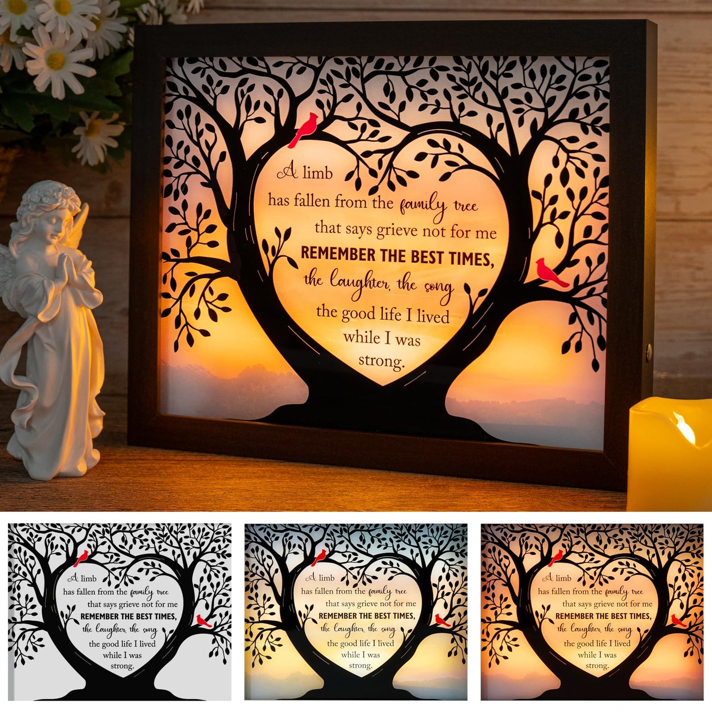HN HAIINAA Sympathy Gift LED Memorial Shadow Box Memorial Gifts for Loss of Loved One Mother Mom Dad Father, in Memory of Loved One Gifts