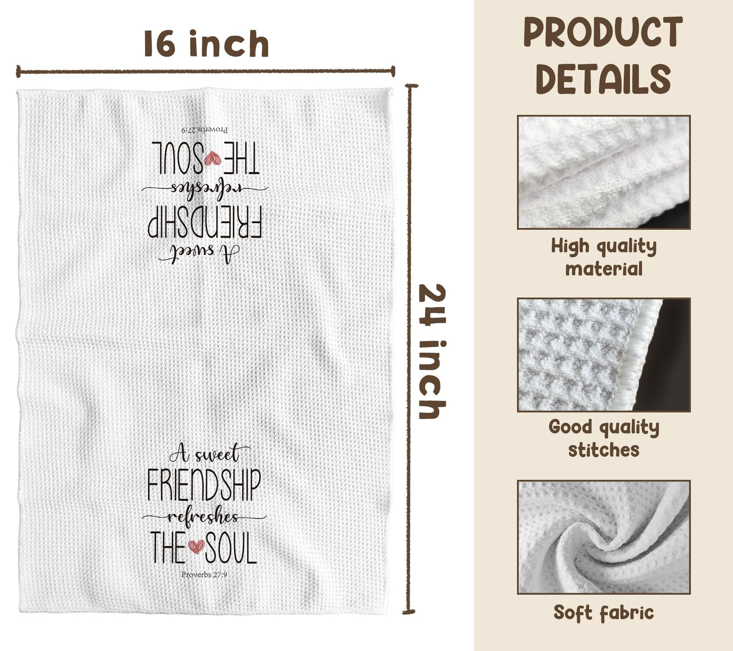 TNUW A Sweet Friendship Refreshes The Soul Kitchen Towels 16X24In, Gift for Friend Woman, Christian Gifts for Women Men, Hand Tea Towels for Kitchen Bathroom Decor